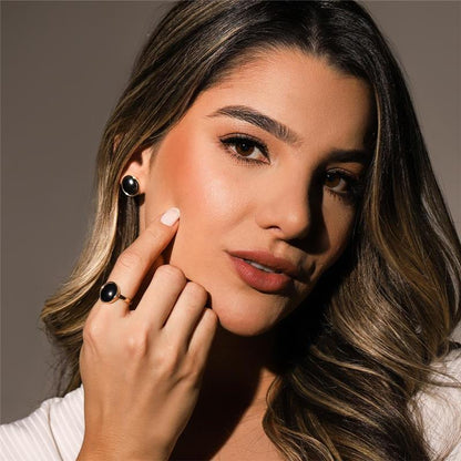 Brinco Brilhato Pedras Naturais Brasileiras — Folheado a Ouro