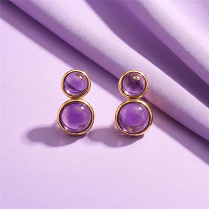 Brinco Brilhato Ametista Folheado a Ouro