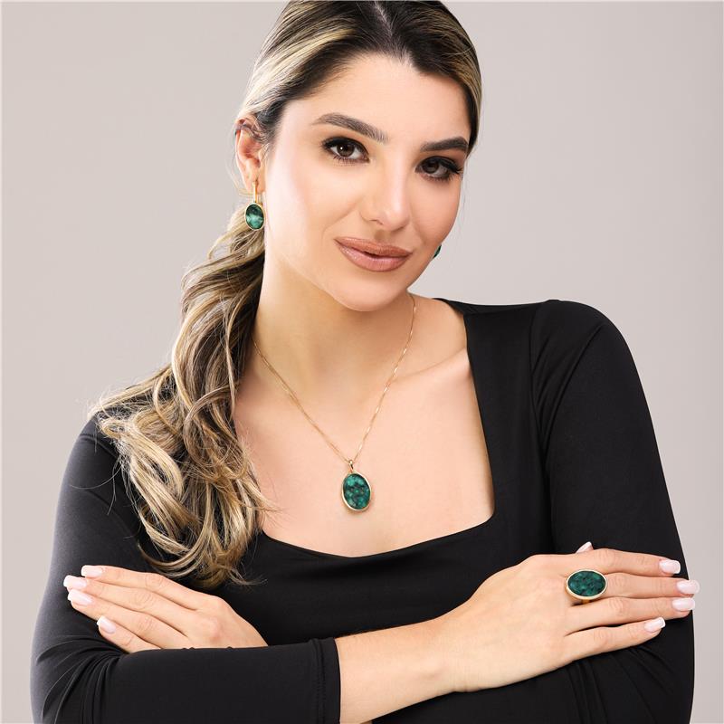 Brinco Brilhato Pedras Naturais Brasileiras — Folheado a Ouro