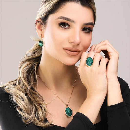 Brinco Brilhato Pedras Naturais Brasileiras — Folheado a Ouro
