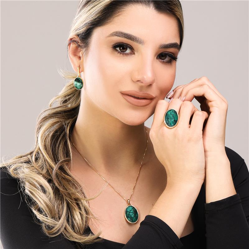Brinco Brilhato Pedras Naturais Brasileiras — Folheado a Ouro