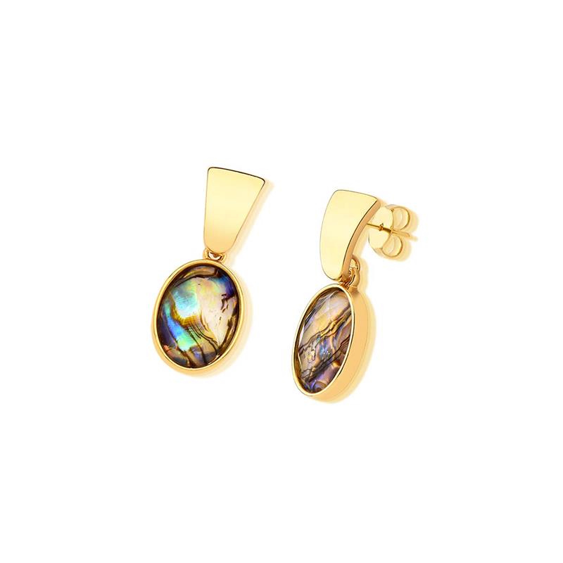 Brinco folheado a ouro com Abalone — Coleção Conchas