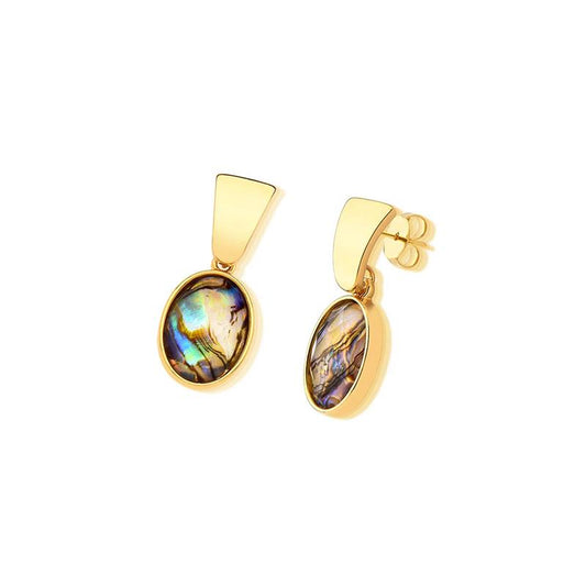 Brinco folheado a ouro com Abalone — Coleção Conchas
