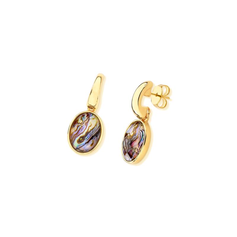 Brinco folheado a ouro com Abalone — Coleção Conchas