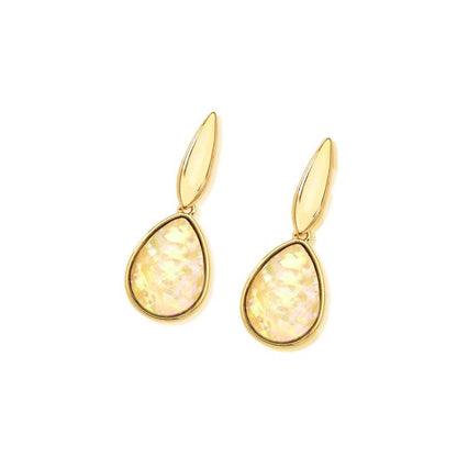 Brinco folheado a ouro com Opala do Mar - Nautilus — Coleção Conchas