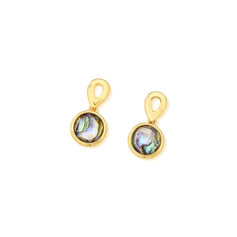 Brinco folheado a ouro com Opala do Mar - Nautilus — Coleção Conchas