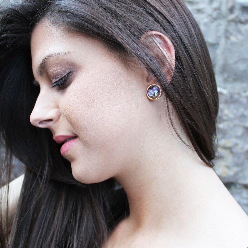 Brinco Possebon Folheado a Ouro - Pedra Natural