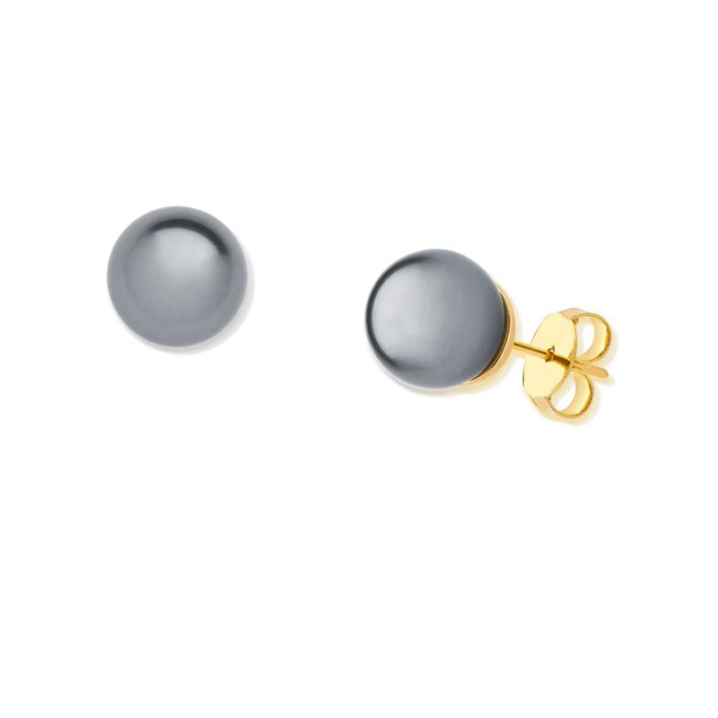 Brinco folheado a ouro com pérola shell branca de 12 mm — Coleção Pérolas