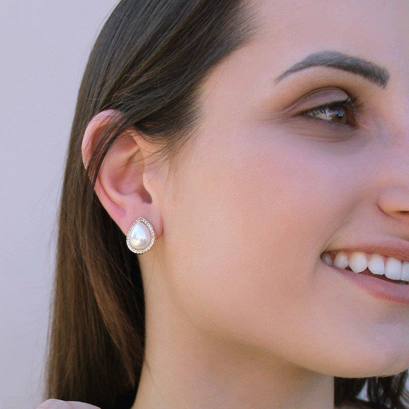 Brinco Possebon Folheado a Ouro - Pedra Natural