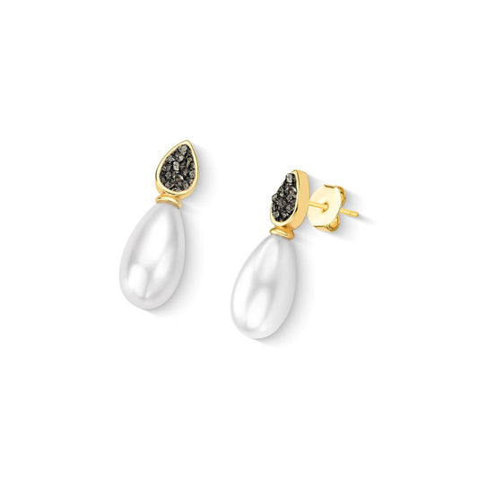 Brinco Possebon Folheado a Ouro - Pedra Natural