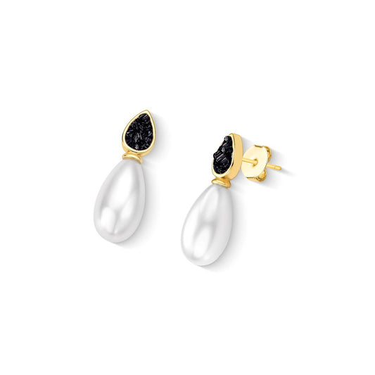 Brinco Possebon Folheado a Ouro - Pedra Natural