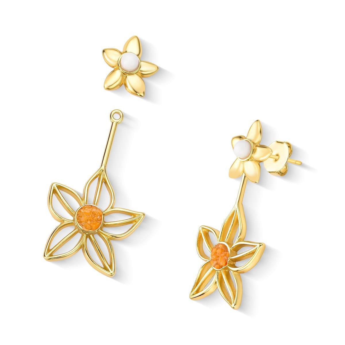 Brinco Florir variação calcita laranja e porcelana