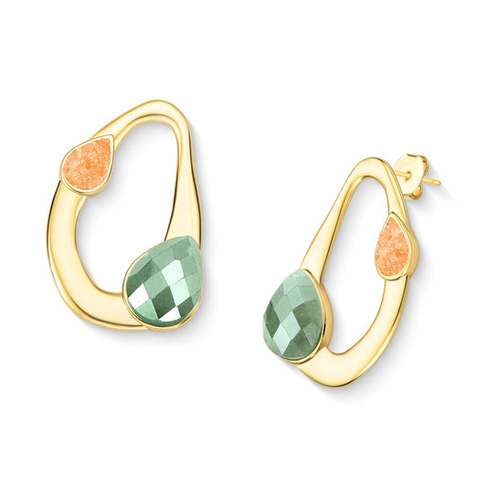 Brinco Possebon Folheado a Ouro - Pedra Natural