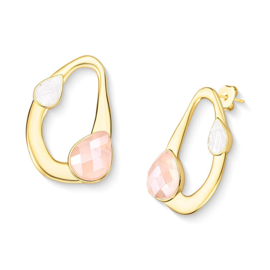 Brinco Possebon Folheado a Ouro - Pedra Natural