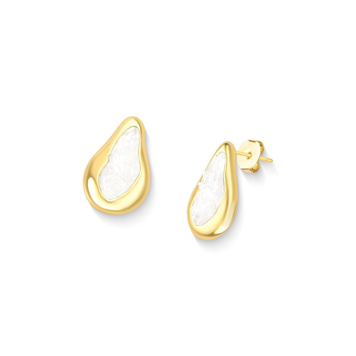 Brinco Possebon Folheado a Ouro - Pedra Natural