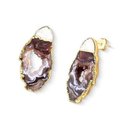 Brinco Possebon Folheado a Ouro - Pedra Natural