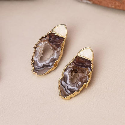 Brinco Possebon Folheado a Ouro - Pedra Natural