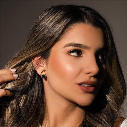 Brinco Brilhato Pedras Naturais Brasileiras — Folheado a Ouro