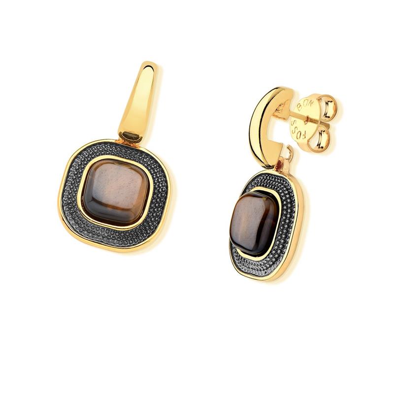 BRINCO FOLHEADO A OURO E RÓDIO NEGRO COM EFEITO PEROLADO