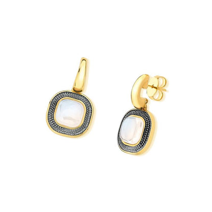 BRINCO FOLHEADO A OURO E RÓDIO NEGRO COM EFEITO PEROLADO