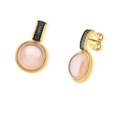 BRINCO FOLHEADO A OURO E RÓDIO NEGRO COM EFEITO PEROLADO