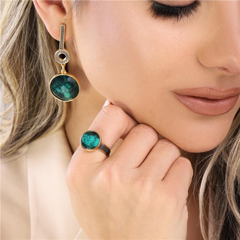 BRINCO FOLHEADO A OURO E RÓDIO NEGRO