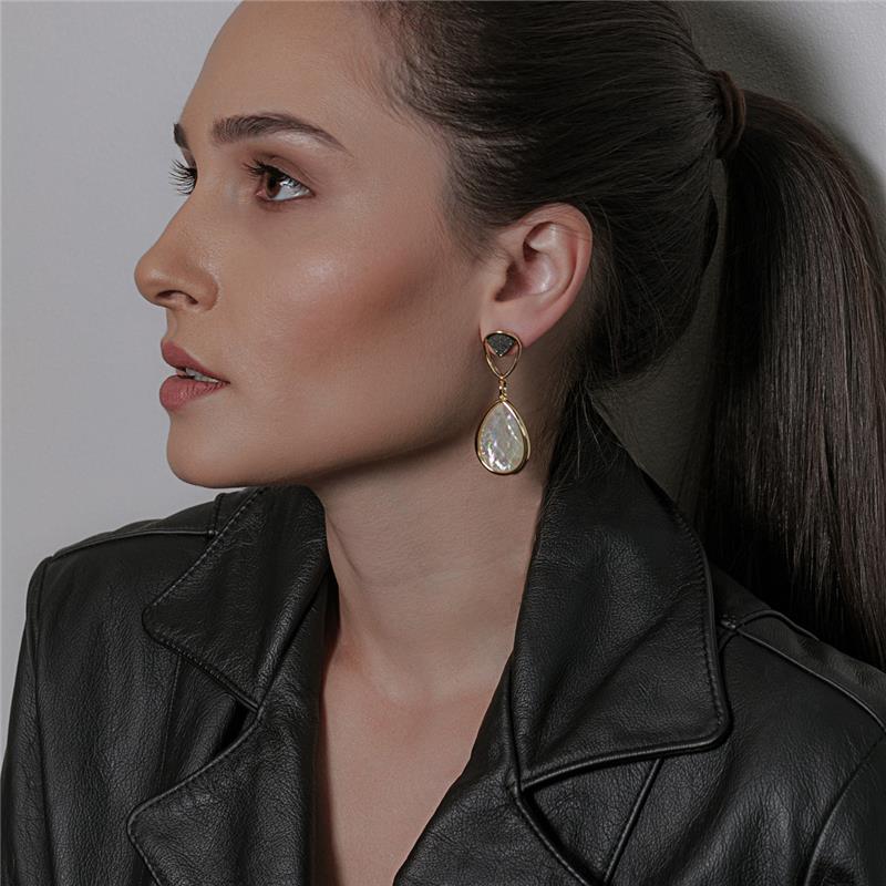 BRINCO FOLHEADO A OURO E RÓDIO NEGRO