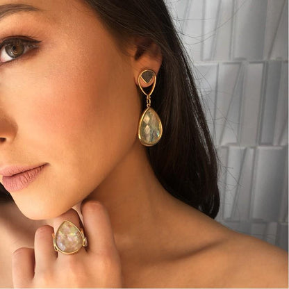 BRINCO FOLHEADO A OURO E RÓDIO NEGRO