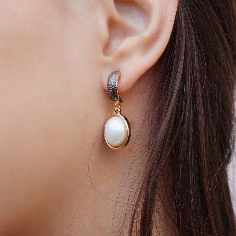 BRINCO FOLHEADO A OURO E RÓDIO NEGRO