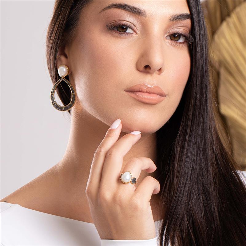 BRINCO FOLHEADO A OURO E RÓDIO NEGRO