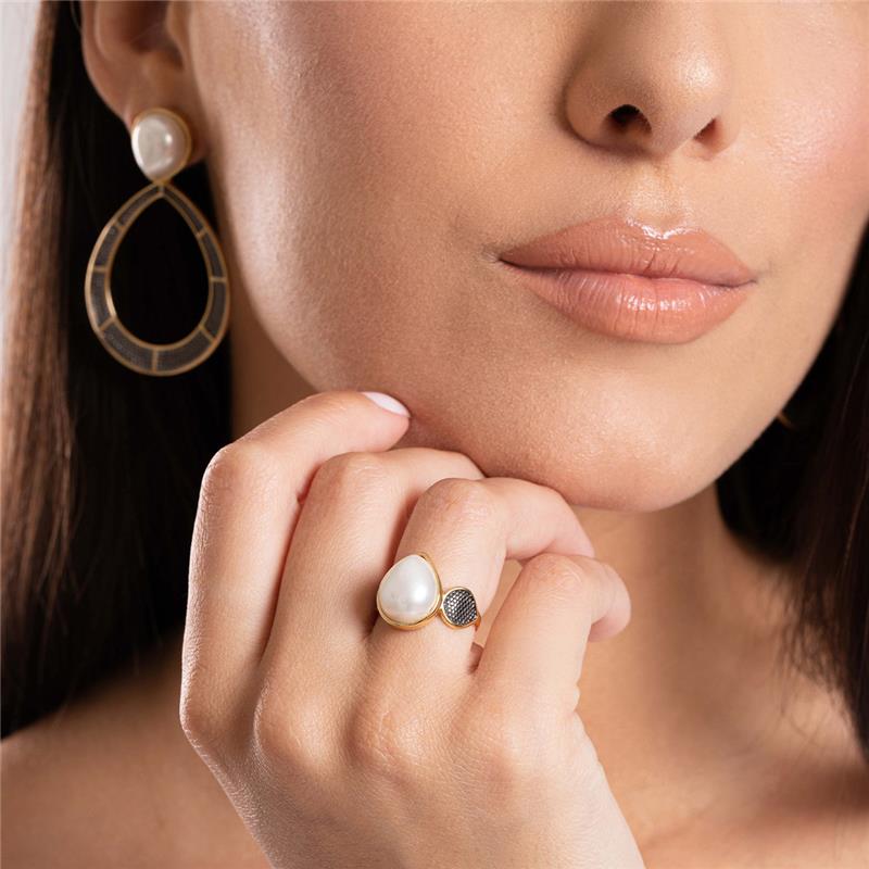 BRINCO FOLHEADO A OURO E RÓDIO NEGRO