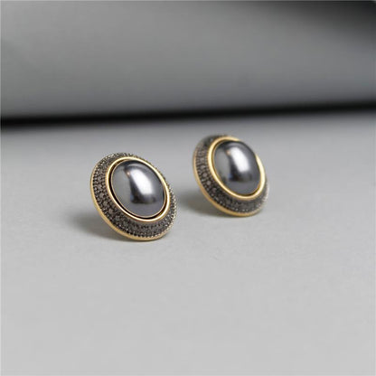 Brinco Possebon Folheado a Ouro e Ródio Negro - Pedra Natural