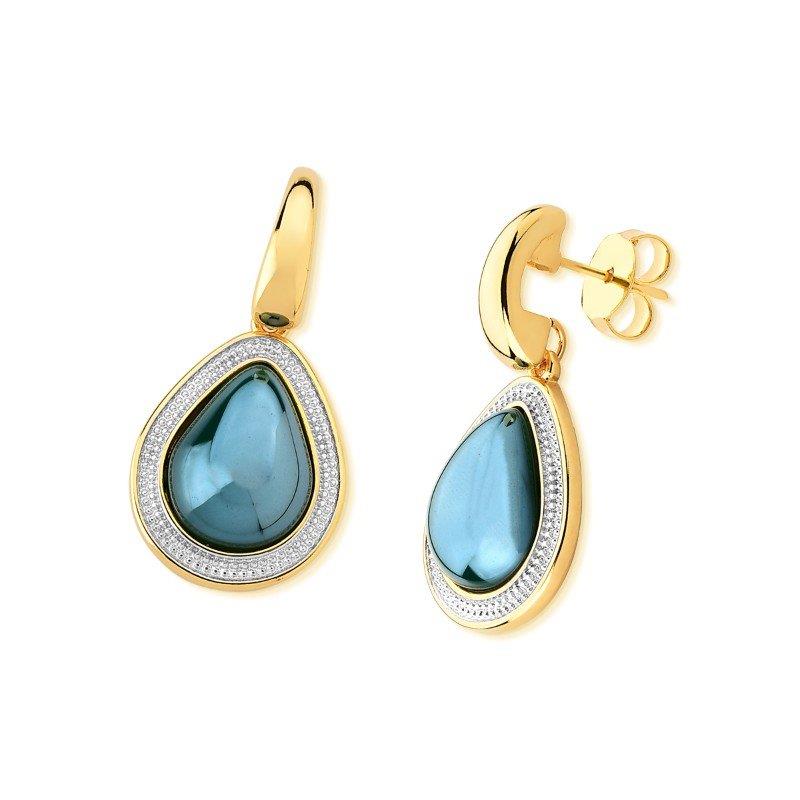 BRINCO FOLHEADO A OURO E RÓDIO BRANCO COM EFEITO PEROLADO