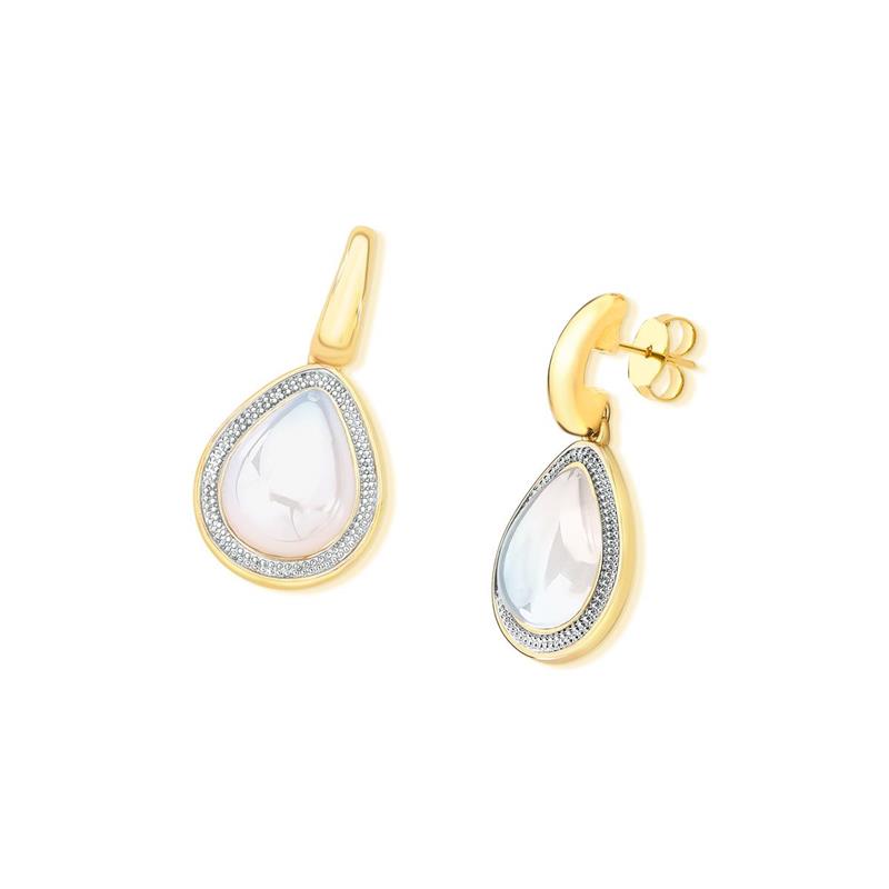 BRINCO FOLHEADO A OURO E RÓDIO BRANCO COM EFEITO PEROLADO