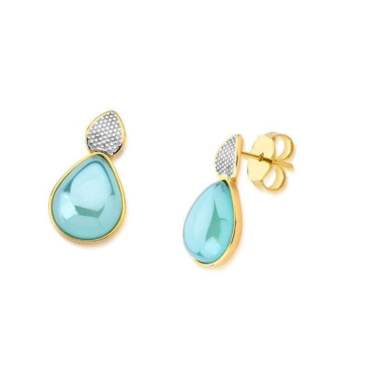 Brinco Possebon Folheado a Ouro e Ródio Branco - Pedra Natural