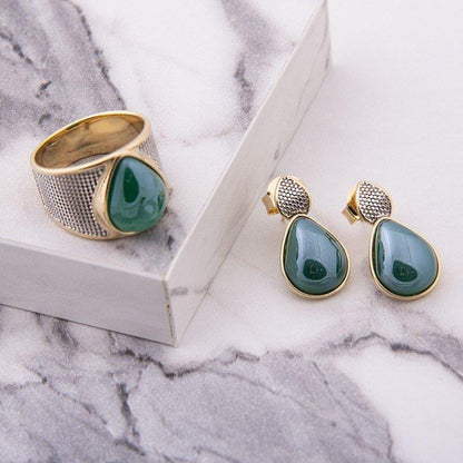 Brinco Possebon Folheado a Ouro e Ródio Branco - Pedra Natural