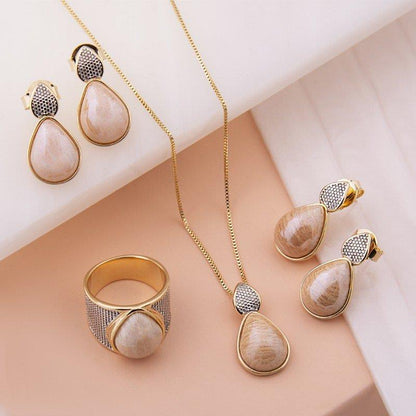 Brinco Possebon Folheado a Ouro e Ródio Branco - Pedra Natural