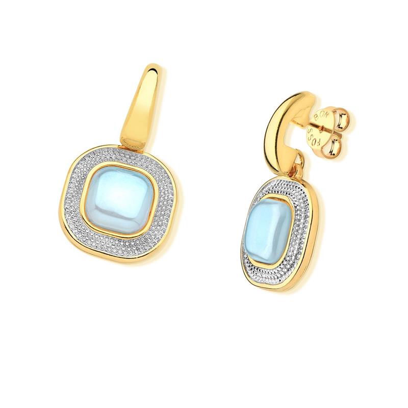 BRINCO FOLHEADO A OURO E RÓDIO BRANCO COM EFEITO PEROLADO