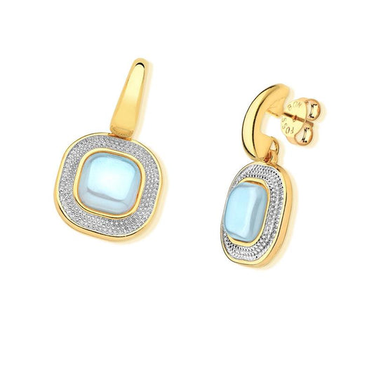 BRINCO FOLHEADO A OURO E RÓDIO BRANCO COM EFEITO PEROLADO