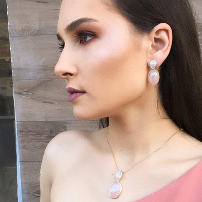 Brinco Possebon Folheado a Ouro e Ródio Branco - Pedra Natural