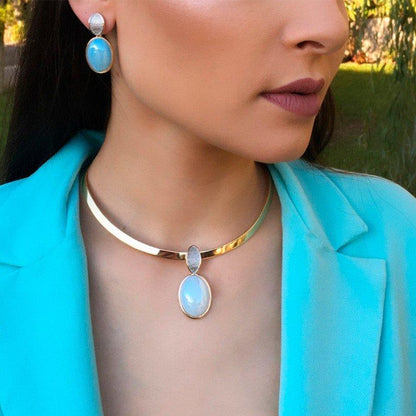 Brinco Possebon Folheado a Ouro e Ródio Branco - Pedra Natural