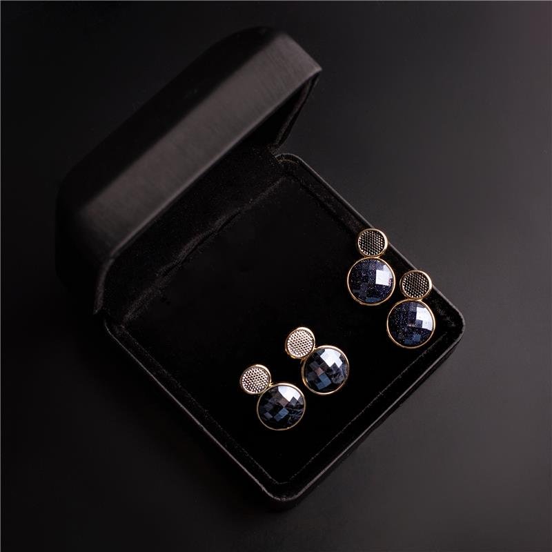 Brinco Brilhato Facetada Perolada 2,4 cm — Ouro e Ródio Branco