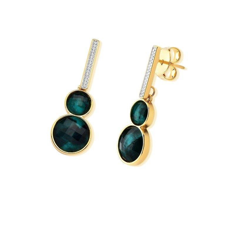 Brinco Brilhato Glamour Esmeralda — Ouro e Ródio Branco