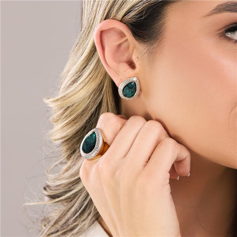 BRINCO FOLHEADO A OURO E RÓDIO BRANCO