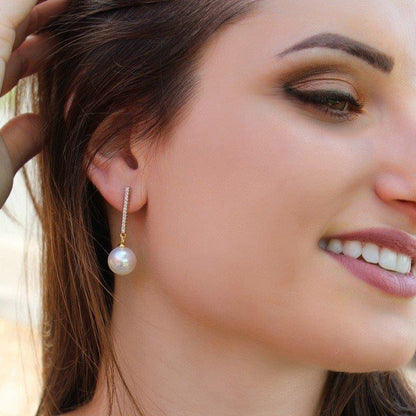 Brinco Possebon Folheado a Ouro e Ródio Branco - Pedra Natural