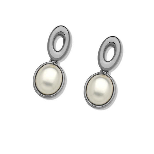 Brinco Possebon Folheado a Ródio Negro - Pedra Natural