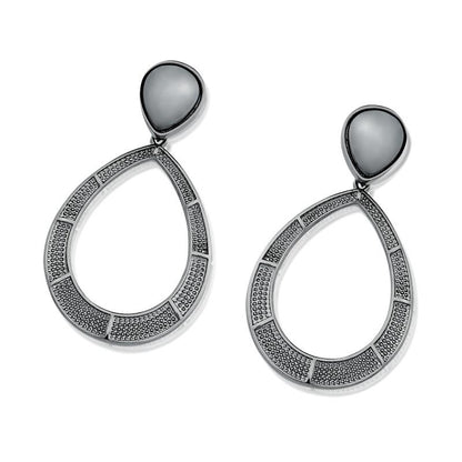 Brinco Possebon Folheado a Ródio Negro - Pedra Natural