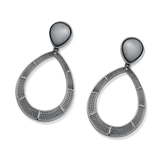 Brinco Possebon Folheado a Ródio Negro - Pedra Natural