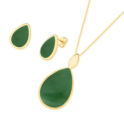 Conjunto Brilhato Pedras Naturais Brasileiras — Folheado a Ouro