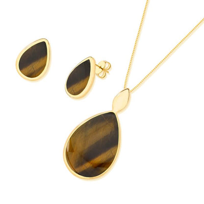 Conjunto Brilhato Pedras Naturais Brasileiras — Folheado a Ouro